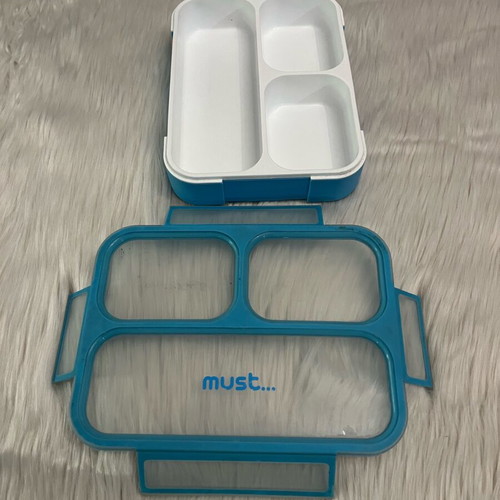 Must food container used, 1L capacity with 3 compartments
