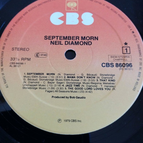 Neil Diamond September Morn LP album used, pop