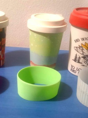 Bamboo cups with lid and plastic holder for hot drinks new