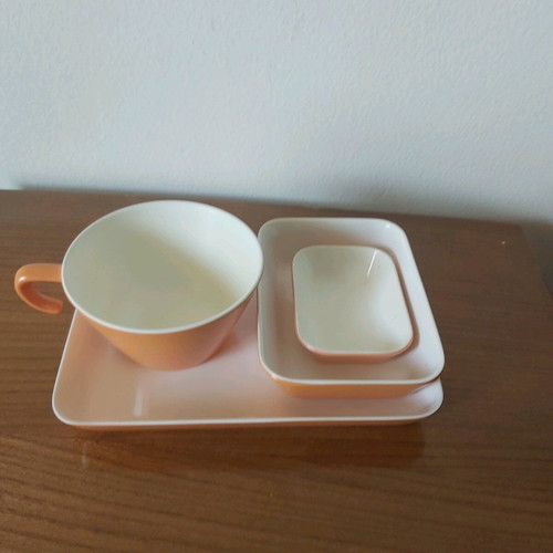 Olympic Airways serving set used, orange color