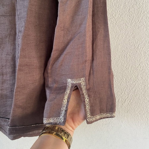 Zara Ramie Linen-Look Tunic Blouse like new, brown, small-medium