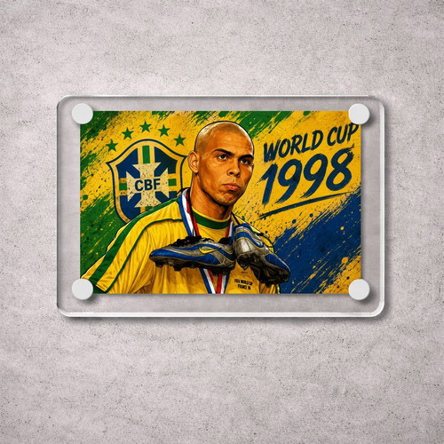 World Cup Magnet Brazil Ronaldo 1998 acrylic new