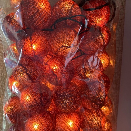 Garland with 35 lights and handmade balls, new, warm lighting