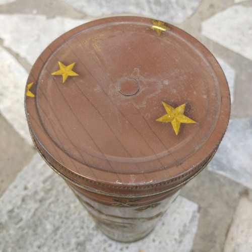 Cylindrical metal box used