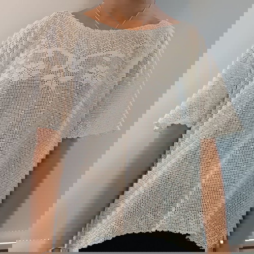 Винтидж плетена блуза в екрю употребявана, размер M