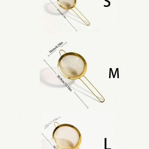 Set of 3 metal tea filter strainers in gold color new