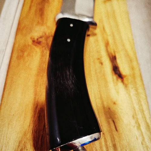 Collector's massive hunting knife new with buffalo horn handle