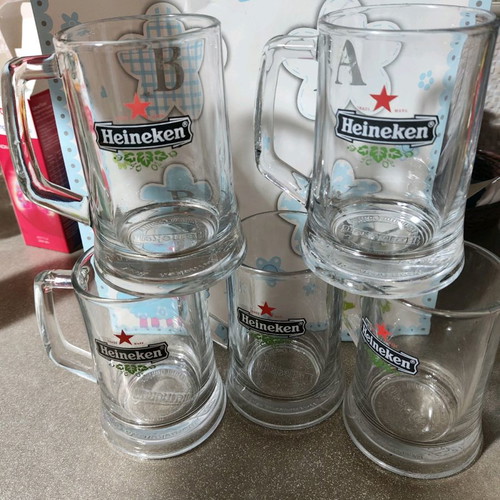 Heineken beer glass set of 5 used