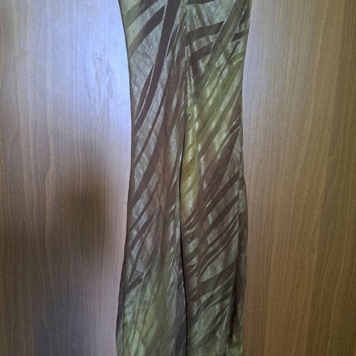 Veloudakis used silk asymmetric dress brown-gold, size S