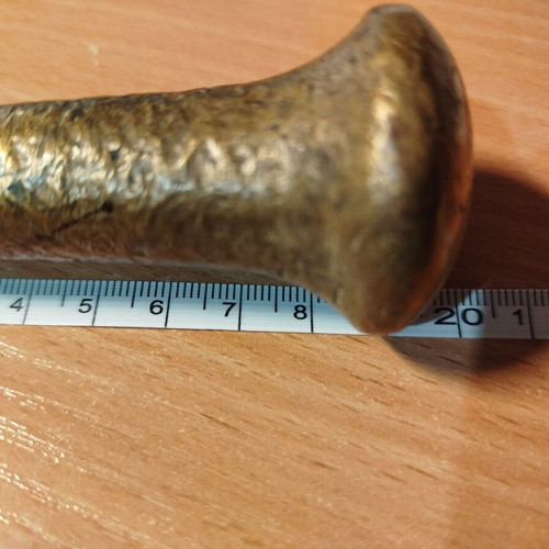 Vintage metal mortar and pestle used