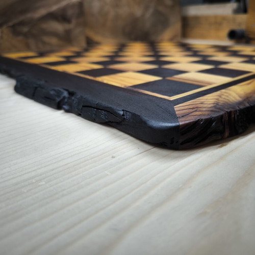 Chessboard made of cedar and ebony wood