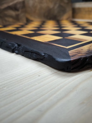 Chessboard made of cedar and ebony wood