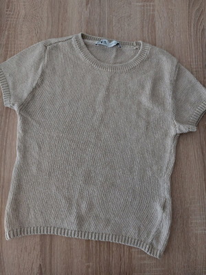 Zara women's knit top XS like new, cotton linen, beige