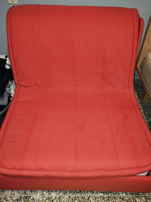 Armchair bed used, red with mechanism 90x190