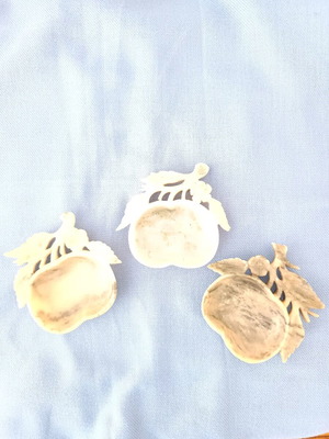 Steatite stone decorative items used, fruit shapes with leaves and flowers