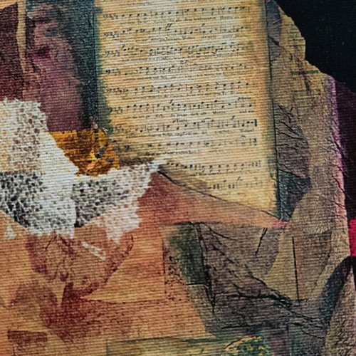 Canvas painting like new with abstract design and musical notes