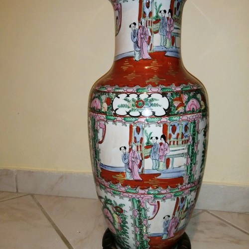 Asian art floor vase porcelain antique hand-painted