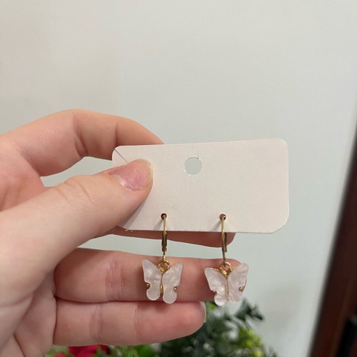 Butterfly earrings light pink handmade