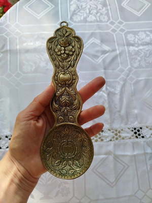 Brass decorative item like new with intricate carvings 24 cm long