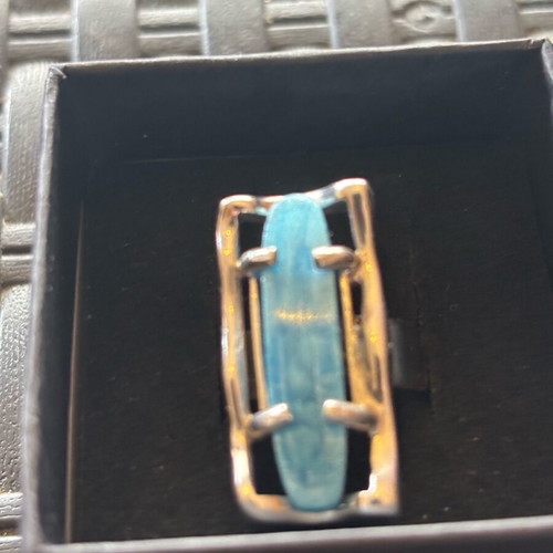 Silver 925 ring with elongated turquoise stone, like new