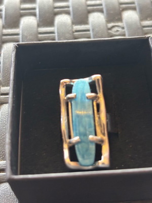 Silver 925 ring with elongated turquoise stone, like new