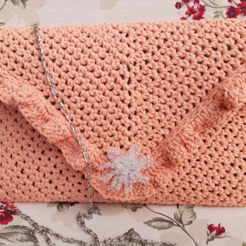 Crossbody bag new peach with silver details