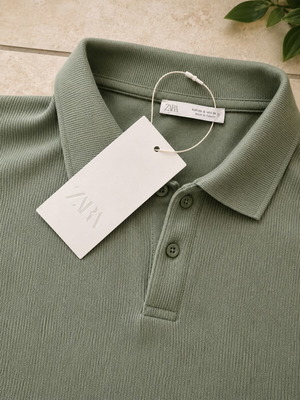 ZARA Polo shirt, sage green, size S