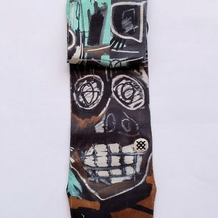 Jean-Michel Basquiat x Stance Socks New, 2 Heads on Gold Print, Size Large