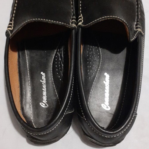 Leather moccasin shoes, size 44, black