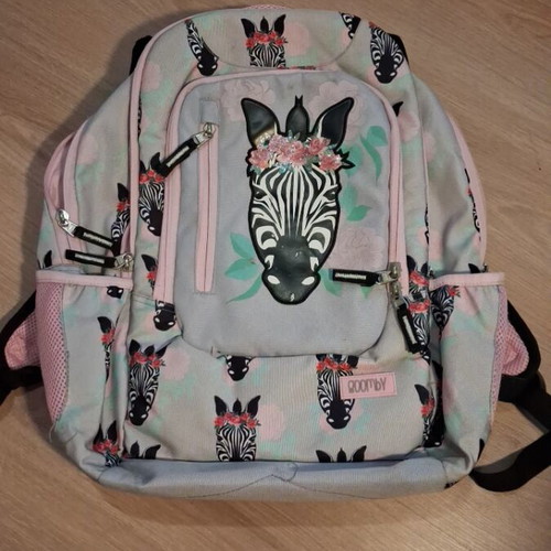 Girls' school backpack with zebra print, large capacity