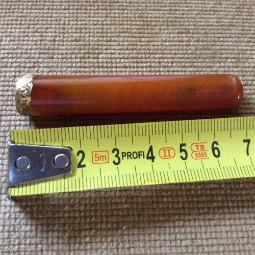 Old French pipe used, amber and 750 gold art nouveau style