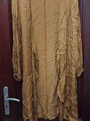 See The Sea Satin Gold/Brown Long Kimono Size S like new