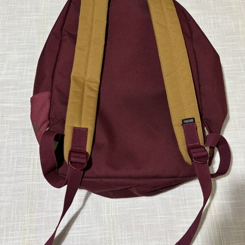 Parkland backpack used with laptop and bottle pockets, burgundy beige brown