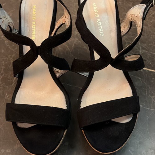 Makis Kotris platform sandals used, size 39, black and beige
