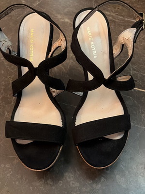 Makis Kotris platform sandals used, size 39, black and beige