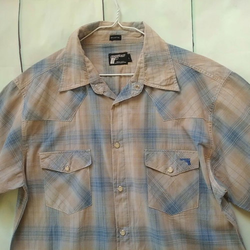 Criminal Depi shirt L, beige and blue cotton
