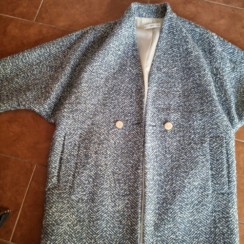 Mango women's coat jacket new, blue ecru