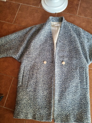 Mango women's coat jacket new, blue ecru