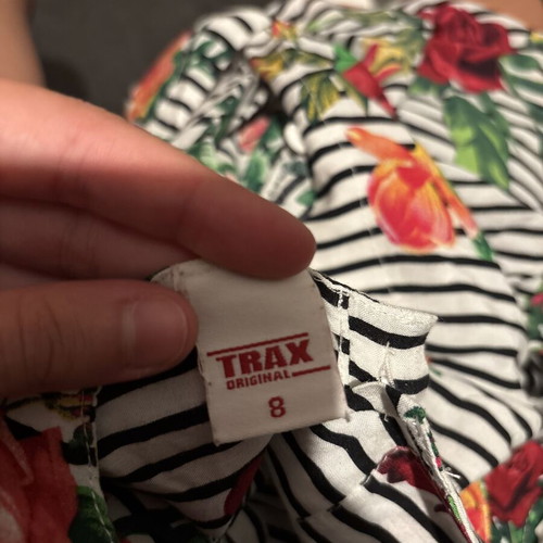 Trax Original girls dress size 8 years like new, striped floral