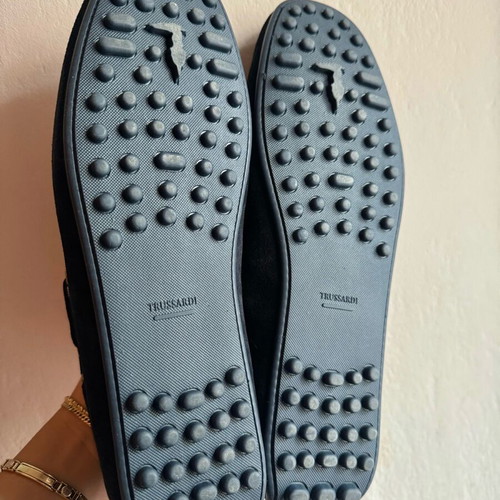 Trussardi leather loafers new, size 42, navy blue suede