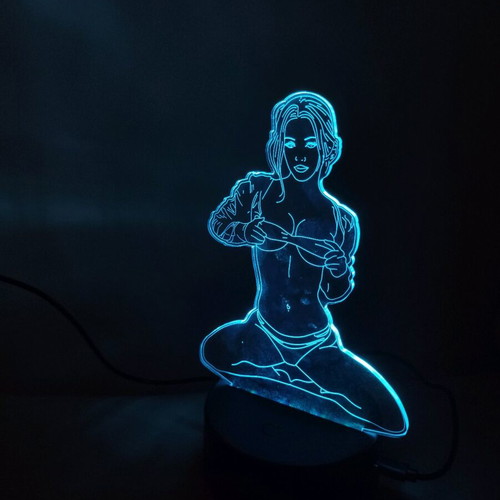 Lamp with woman figure that changes colors, like new