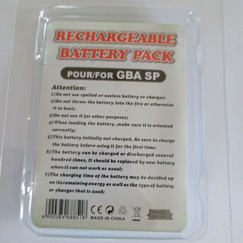 Rechargeable Li-ion Battery for Game Boy Advance SP New