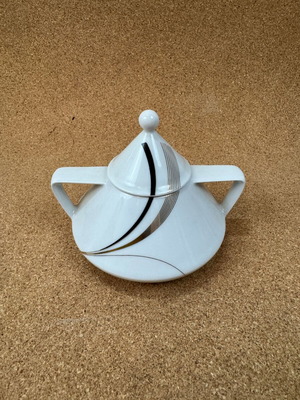 Vintage porcelain sugar bowl Mitterteich Bavaria used, retro design