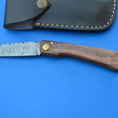 Damascus Handmade Folding Knife with Rose Wood Handle from The Eagle Collection 5635