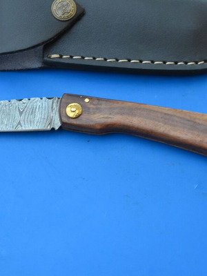 Damascus Handmade Folding Knife with Rose Wood Handle from The Eagle Collection 5635