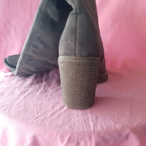 Women's boots like new, grey fabric imitation suede, size 38