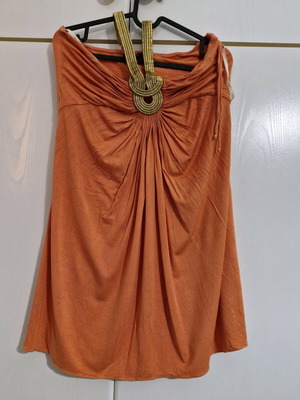 Sky dress short strapless used, orange with chain detail