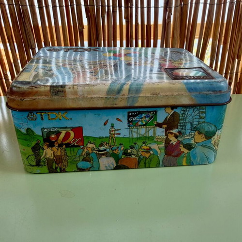 Vintage TDK metal collectible box used from 1990s