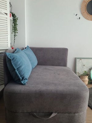 Corner sofa bed like new, gray with pillow set