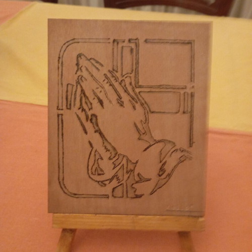 Handmade wooden pyrography artwork, new